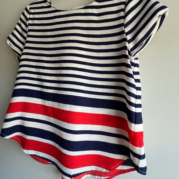 Everly Red, White & Navy Striped Tie-Back Top | Size S - Picture 2 of 7